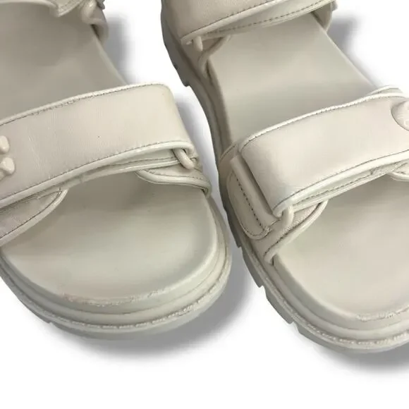 Coach Brynn Platform Buckled Leather Platform Size 5 Ivory White Chunky Flat - Picture 5 of 9